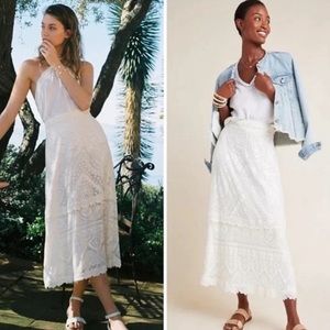 NWT ❤️HP❤️FARM Rio by Anthropologie Stacie Ivory Burnout Lace Maxi Skirt